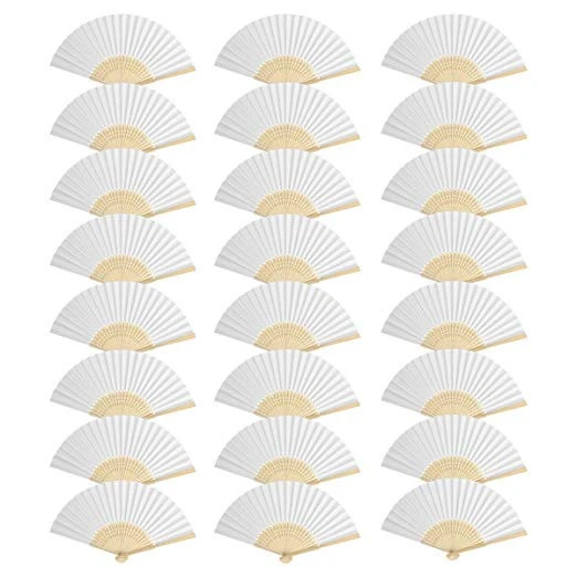 Factory price  cheap bamboo handle white silk wedding party fabric silk hand fan bamboo fan bride wedding favors gifts