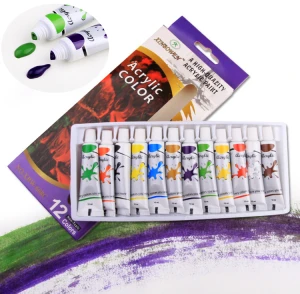 Factory Professional 12 Colors Non-Toxic Art  Acrylic Painting Tubes Set Colour Acrylic Paint Set For Art Painting
