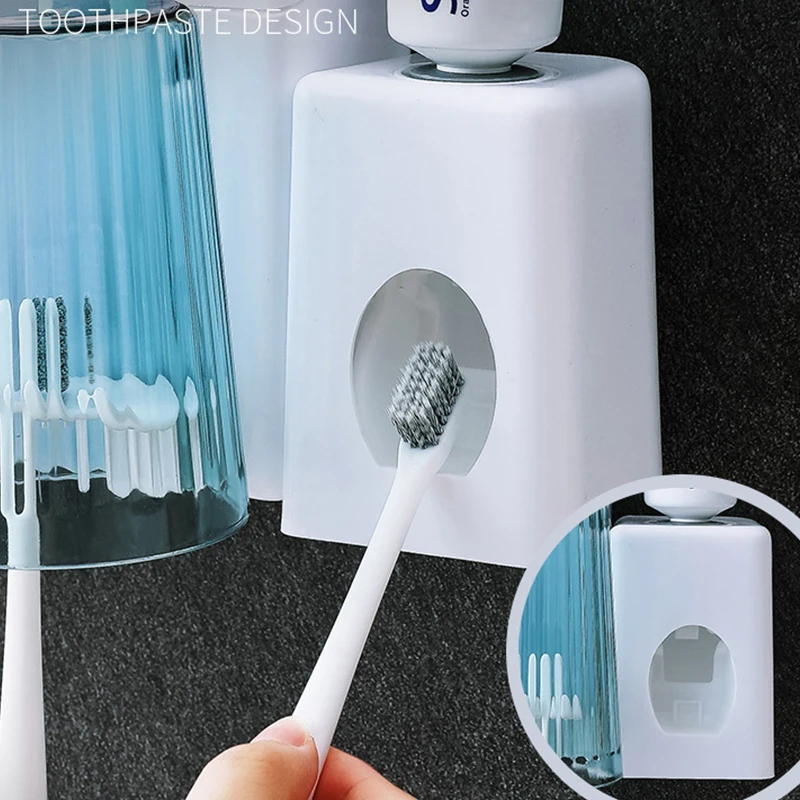 Family bathroom set wall mount shelf toothpaste toothbrush holder