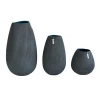 Fancy embossed surface glazed inside home decorative black large ceramic vase for hotel