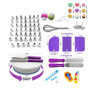 Fangyuan 73 Pieces Plastic Rotating Cake Decorating turntable set, Cake Decorating Supplies Kits Tools with Pastry Bags