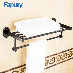 Fapully bathroom accessories bath towel bar,heated towel rail, Black Space aluminum bathroom triple towel rack