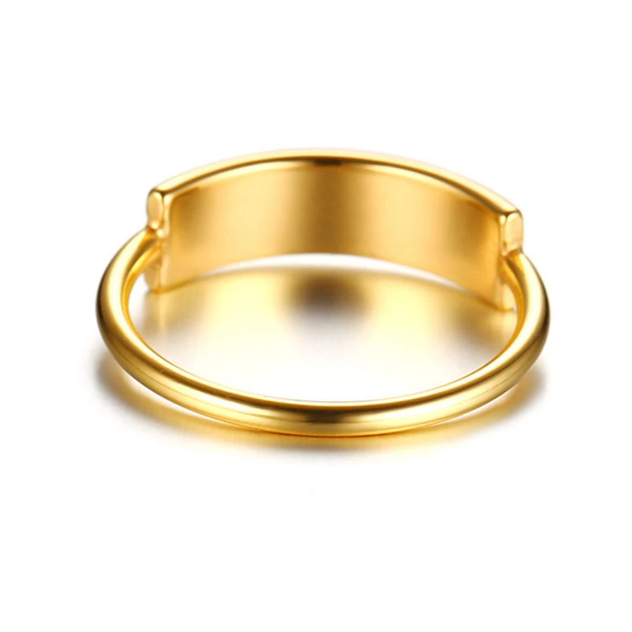 Fashion accessories high grade engraved design unisex custom gold plated stainless steel ring