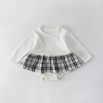 Fashion Baby Rompers for Girls Plaid Infant Jumpsuit Baby Girl Romper with Coat Toddler Clothes Baby Costume
