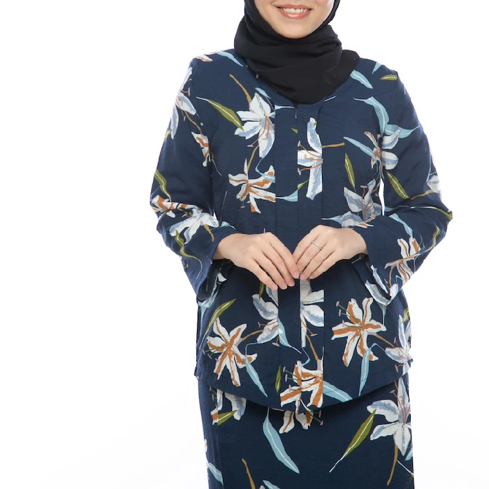 Fashion Basic Lace Style Kurung Soft Beading Set Baju Suit Kebaya Islamic Elegant Popular Top Skirt Muslim Clothing