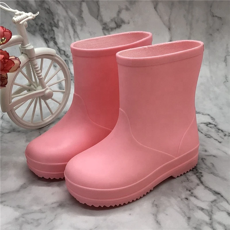 Fashion desgin custom pure Kids Rainboots waterproof portable rubber rain boots toddler ankle galoshes skidproof wellies