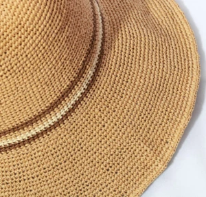 Fashion design wide brim raffia straw knit bucket hat for women summer