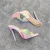 Import Fashion Sexy Ladies High Heel Sandals Snake Skin Pattern Transparent Colorful Laser Heels Shoes from China