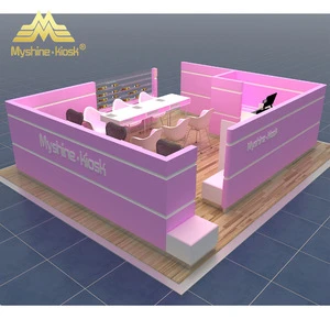Fashional nail salon equipment with mall cosmetic kiosk for makeup
