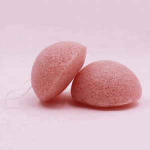 Fast Delivery Organic Faicial Cleaning Konjac Sponge In stock Low MOQ Cherry Pink Half Ball Konjac Sponges Natural