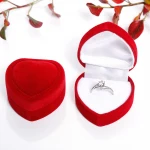 FENFEN Jewelry Gift Box Heart-shaped Rings Packaging Display Portable Travel Case Velvet Ring Box Ring Jewelry Box