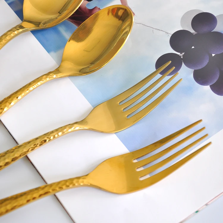 fine gold and silvery dinner stainless steel cutlery sets