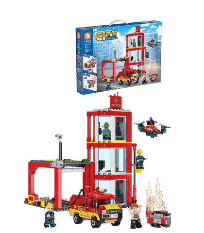 Buy Fire Station Fire Truck 3in1 Building Brickstoys City Model Fire ...