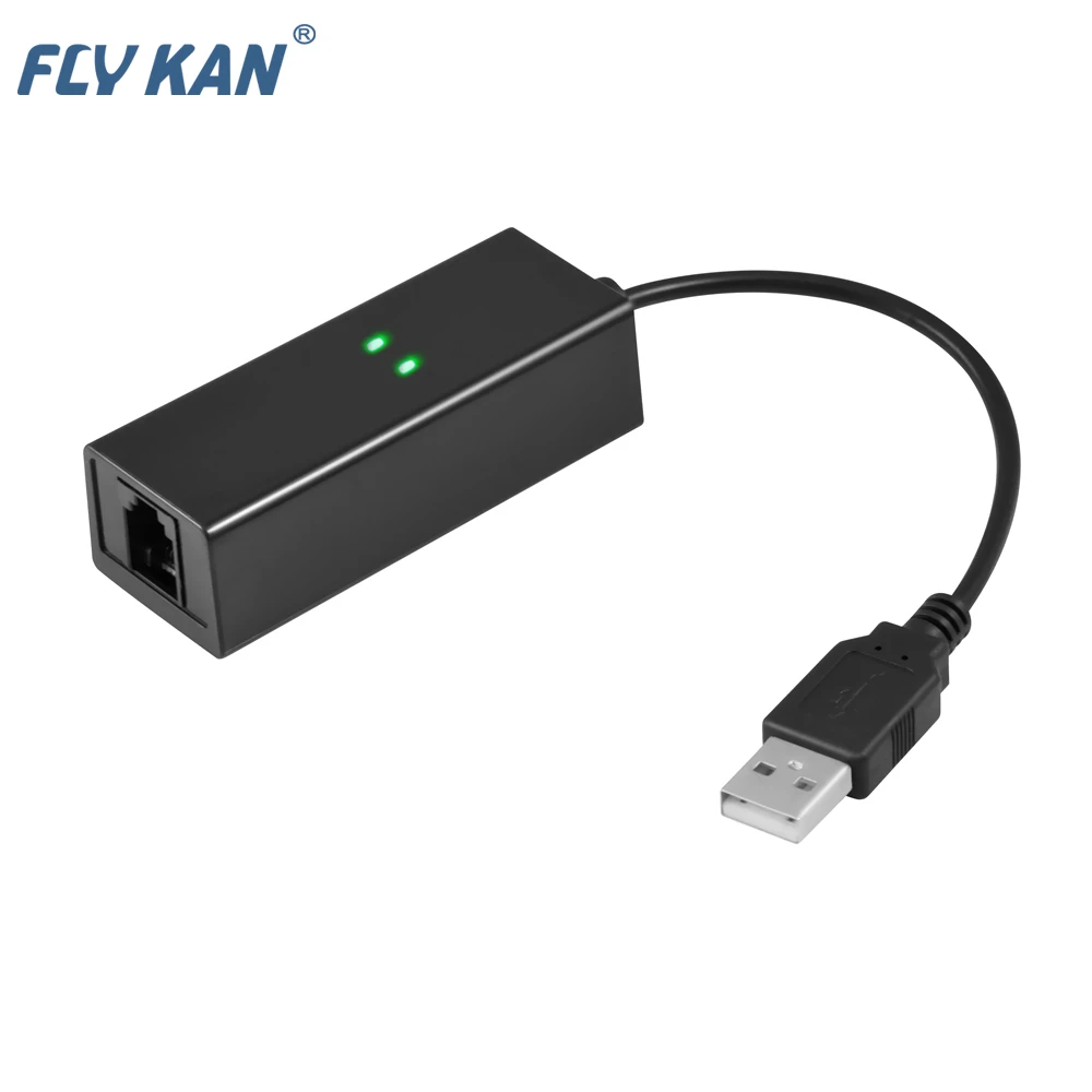 Fly Kan USB Fax Modem V.92 56K-Hardware Based External Dial-Up Fax Data Modem with RJ11 Cable for Win7,8,macOS10.6-10.10,Linux