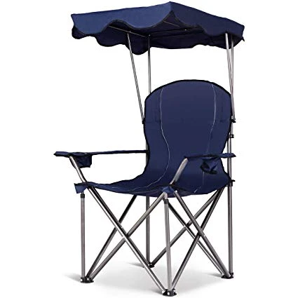 Folding camping chair with canopy