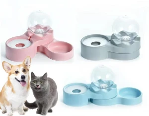 Food Drinking High Quality Durable Double Bowls Feeder Food Water Drink Dispenser Automatic Pet Feeder