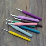 Full Set 9 Pcs Multi-color TPR Handle Aluminum Knitting Needle Set Crochet Hook Set