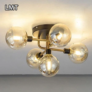 G9 holders cover bedroom hanging pendant lamp white amber glass ceiling light ball lamp shade