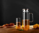 Glass Pitcher with Lid Iced Tea Pitcher Water Jug Hot Cold Water Ice Tea Wine Coffee Milk and Juice