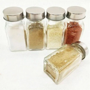 Glass spice jars set with spice labels-4oz empty square spice bottles-shaker lid including chalk marks and collapsible funnel