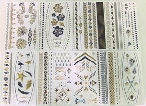 Gold foil metallic Cosmetic grade temporary body tattoos sticker by Disney and NBCU audited factory