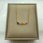 Gold Plated  Stainless Steel Necklace With Colorful Smile Face Fashion Jewelry