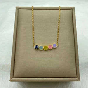 Gold Plated  Stainless Steel Necklace With Colorful Smile Face Fashion Jewelry