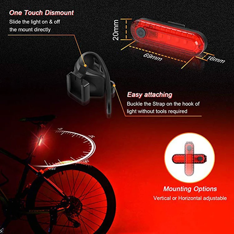 GTYJ5311 USB Rechargeable Cycling Front Glare Led Bike Lights Front And Back