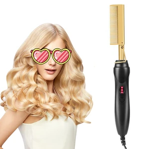 Heated Electric Ionic Detangling Hair Brush, Hair Straightener Brush