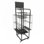Heavy duty movable umbrella stand with wheels for store umbrella display rack