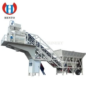 HENTO Mobile Concrete Batching Plant Price / Mobile Concrete Mixer With Self Loading From China / Mobile Concrete Mixing Plant