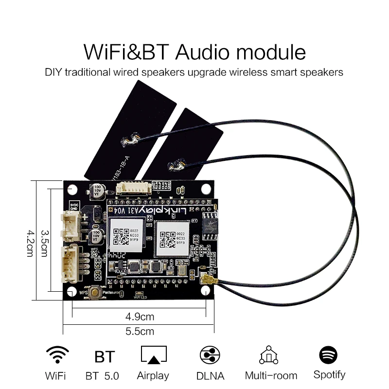Hifi 5v Subwoofer Wifi BT Online Radio Airplay Dlna Audio Amplifier Module