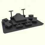 High-end jewelry display stand black PU leather jewelry set display stand for necklace bracelet earrings