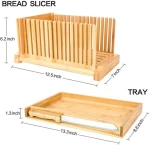 High quality adjustable bamboo wooden bread cutting board bread slicer with knife and crumbs tray manufacture in china