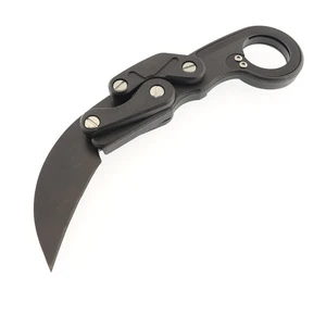 High Quality  all black two-arm Mechanical  tactical knives
