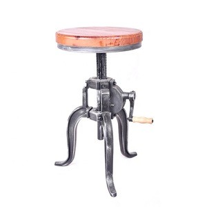 High quality Cheap price metal legs wooden top swivel bar stool