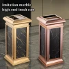 High Quality Commercial Galvanized Liner Trash Can Luxurious Marble Textured Mall Hotel Garbage Cans