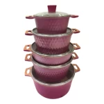 High Quality Cooking Pot Top Non Stick Aluminum Cookware Set Casserole Smooth Grain Cooker Set