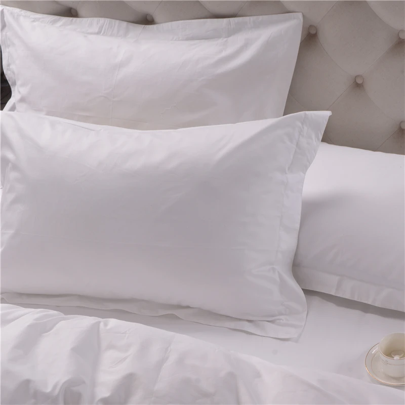 High Quality Luxury Custom White Hotel 100% Natural Cotton Satin Pillow Case Cover