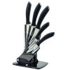 High quality with holder black rubberhandle 5pcs non-stick coating color kitchen knife