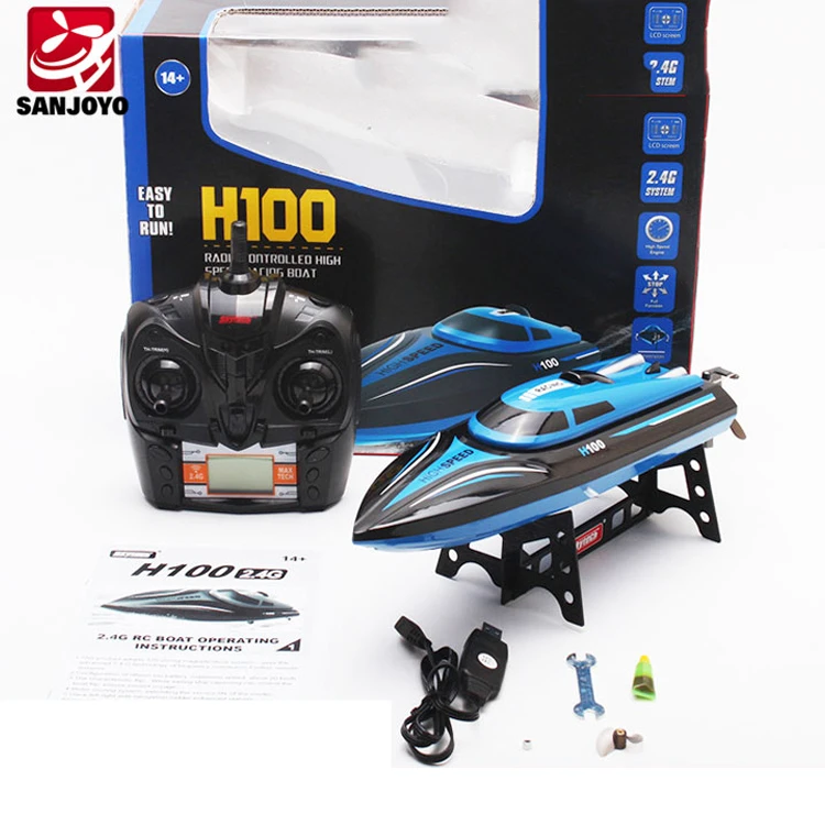 High Speed RC Boat H100 2.4GHz 4 Channel 30km/h Racing Remote Control Boat with LCD Screen as gift For children Toys Kids Gift