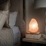 Himalayan Salt Lamps Best Fire Bowl Salt Lamp with massage Balls with wooden polished base salt lamp night light Pink Himalayan