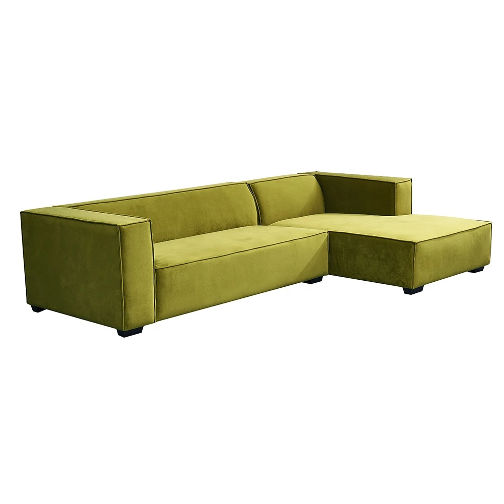 Home Furniture Modern Modular Couch Light Green Fabric Right Arm Corner Sectional Sofa