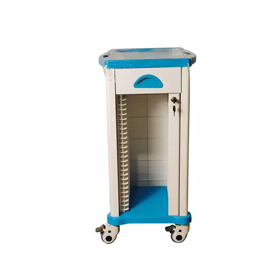 Hospital Trolley ABS Medical Record Clip Car with Drawers (25 grids)