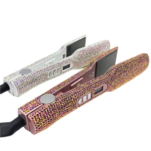 hot sale crystal diamond bedazzled ceramic 480 degrees 2&quot; inch wide plate rhinestone bling bling flat irons hair straighteners