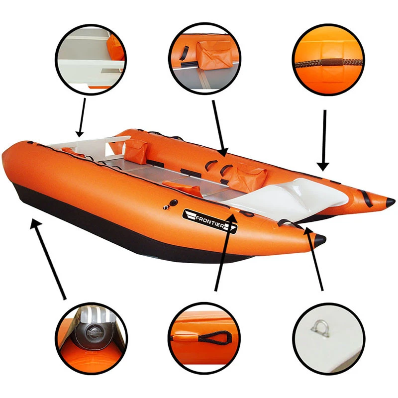 Hot Sale Folding PVC Hypalon  Inflatable Fishing Boat Sailing Catamaran