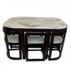 Hot sale marble top dining table and dining chair set save space for dining room