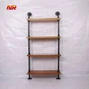 HOT SALE Metal cast iron industrial style 3-Shelf Retro Pipe Shelves Wood Book Shelf ,Floor Bookcases