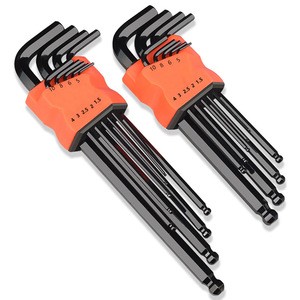 Hot Sale Plastic Holder Metric 1.5mm-10mm Black Oixde Finish Plus Extra Long Arm Ball Head Point Hex Wrench Allen Key