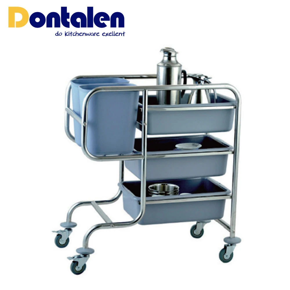 Hot Sale Stainless Steel Square Tub Kitchen Hotel Cleaning Trolley Cart